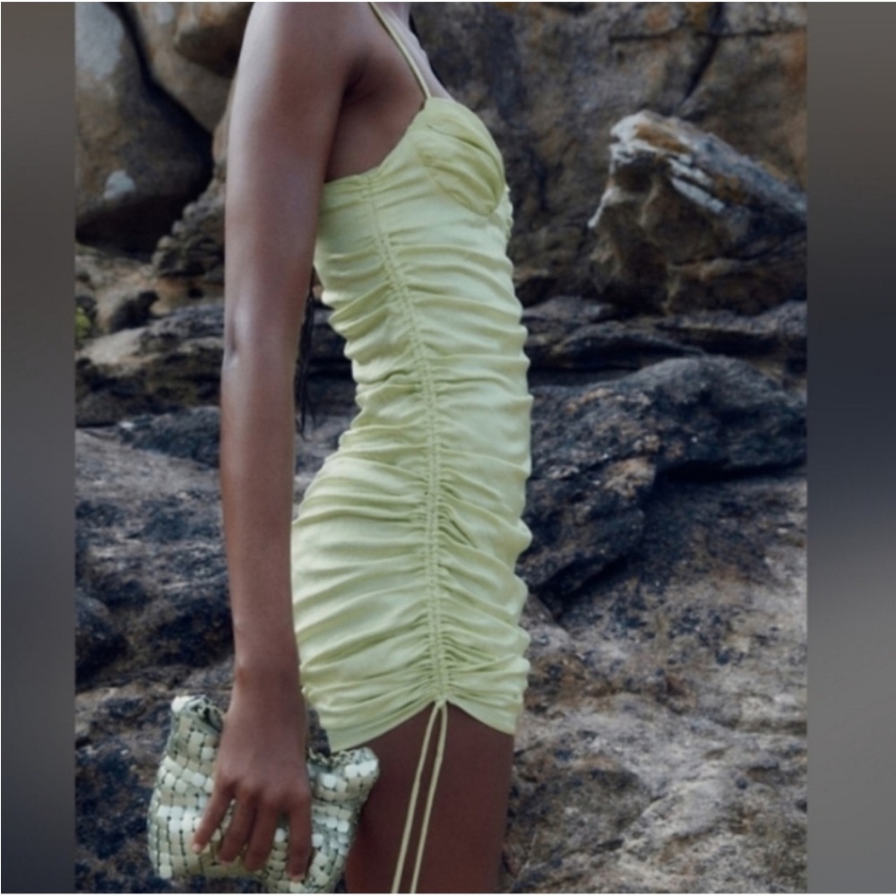 Zara ruched green dress